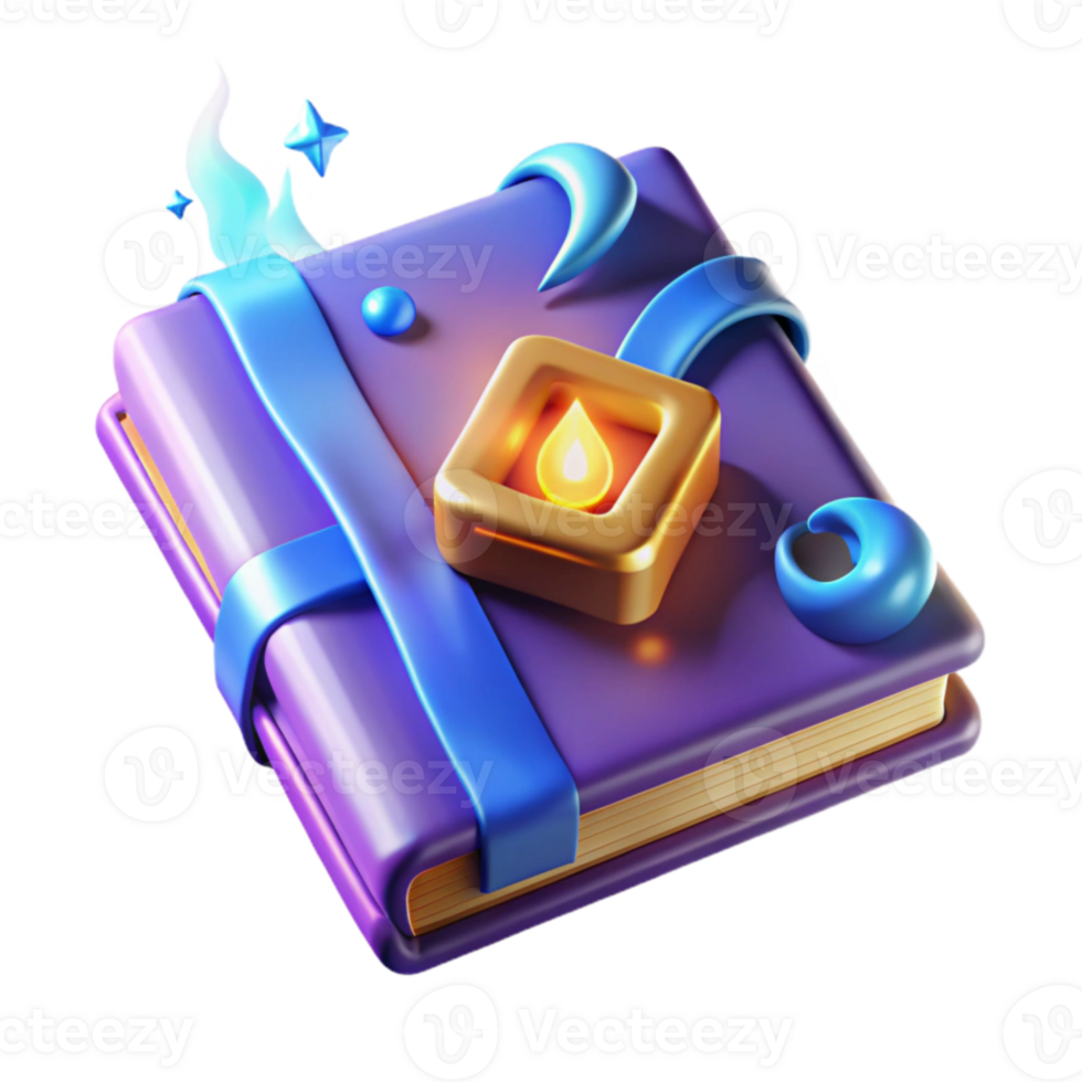 beautiful minimalist Magical Book 3D Render high resolution png