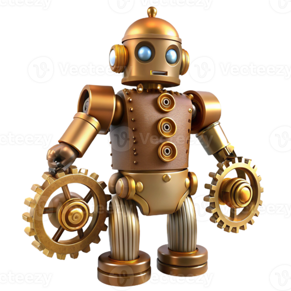 stunning modern Steampunk Robot 3D Render professional png