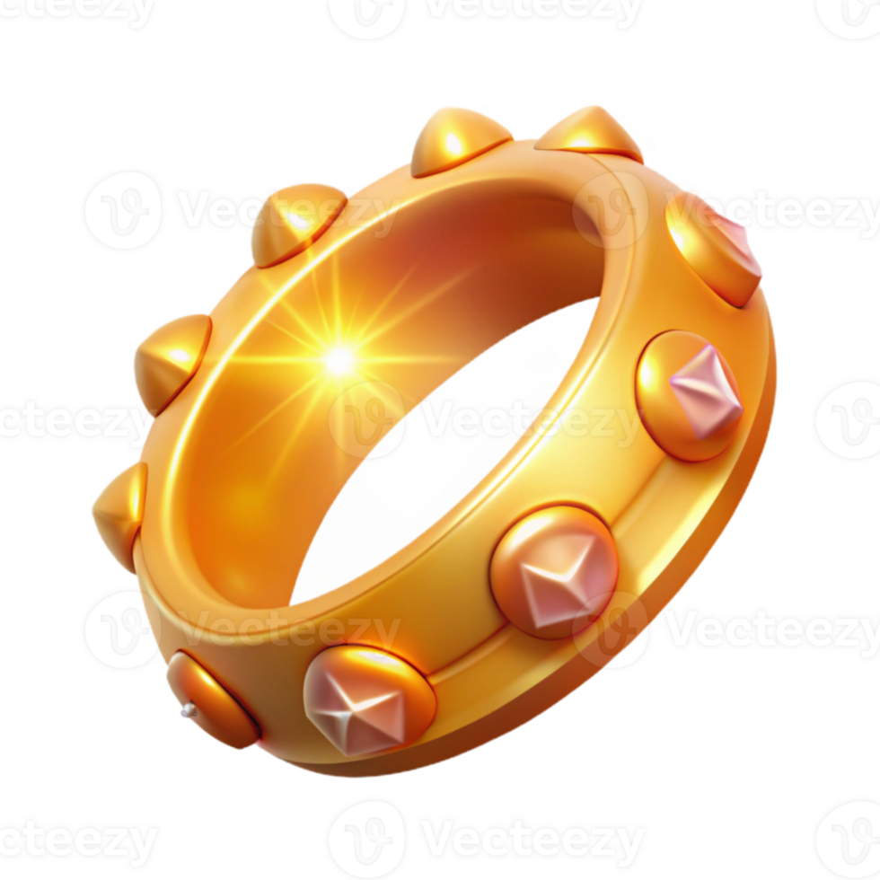 magnificent rustic Golden Spiked Ring 3D Render high resolution png