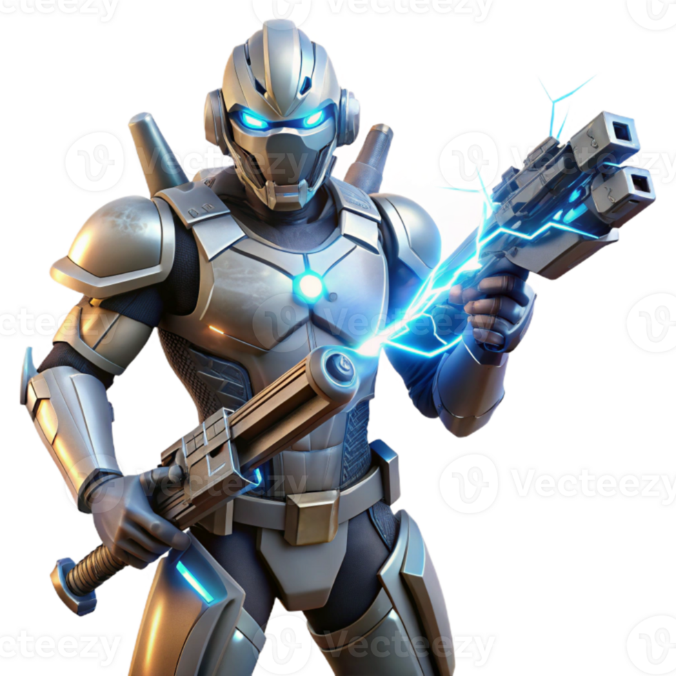 impressive artistic Futuristic Armored Soldier 3D Render detailed png