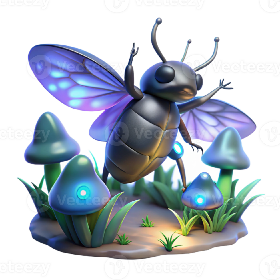 beautiful traditional 3D Render Glowing Bug Fantasy Illustration exclusive png