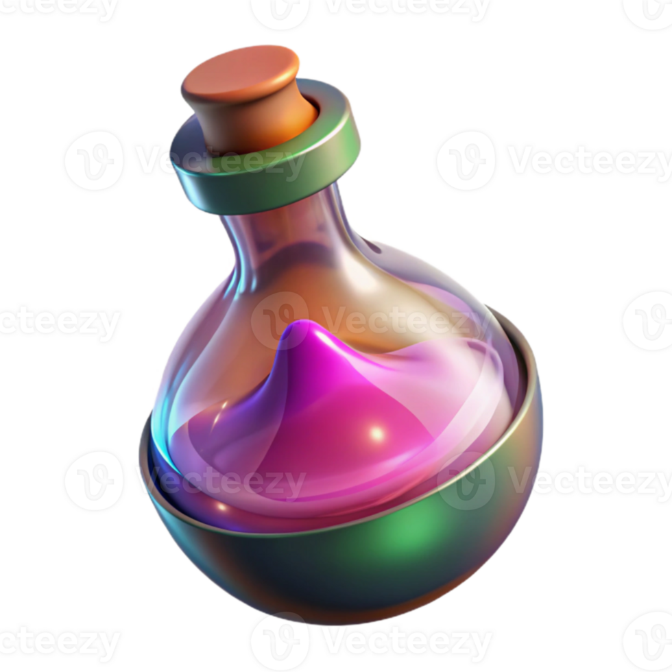 beautiful artistic 3D Render of a Magical Potion Bottle high resolution png