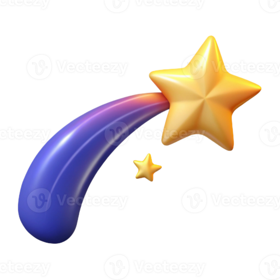 extraordinary traditional 3D Render Shooting Star Illustration high quality png