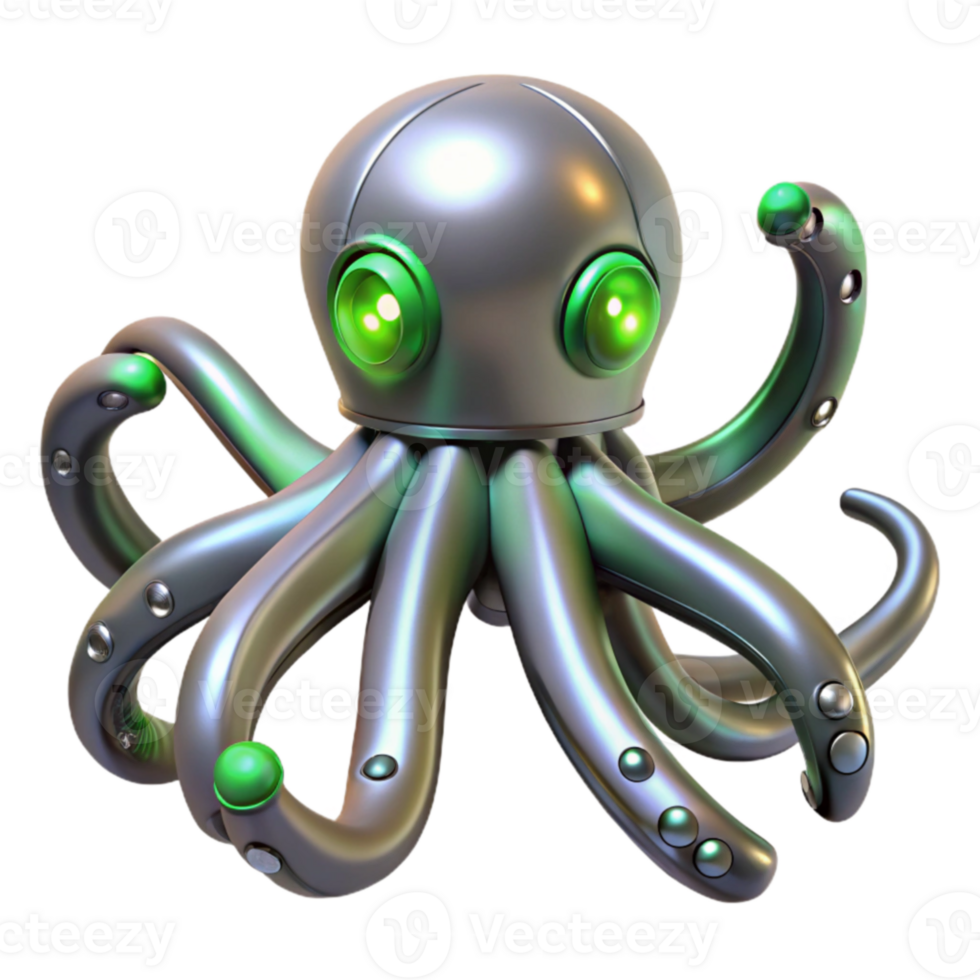 magnificent modern 3D Render of a Metallic Robot Octopus exclusive png