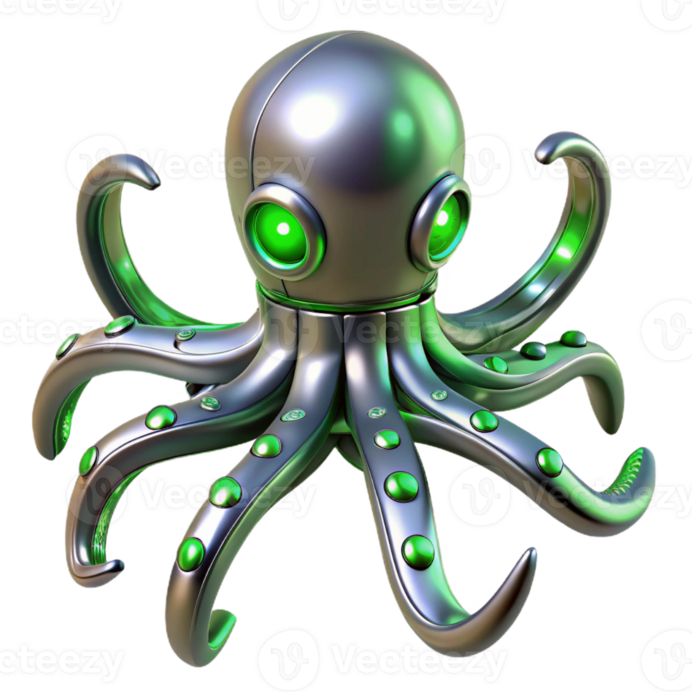 extraordinary abstract Cybernetic Octopus 3D Render premium png