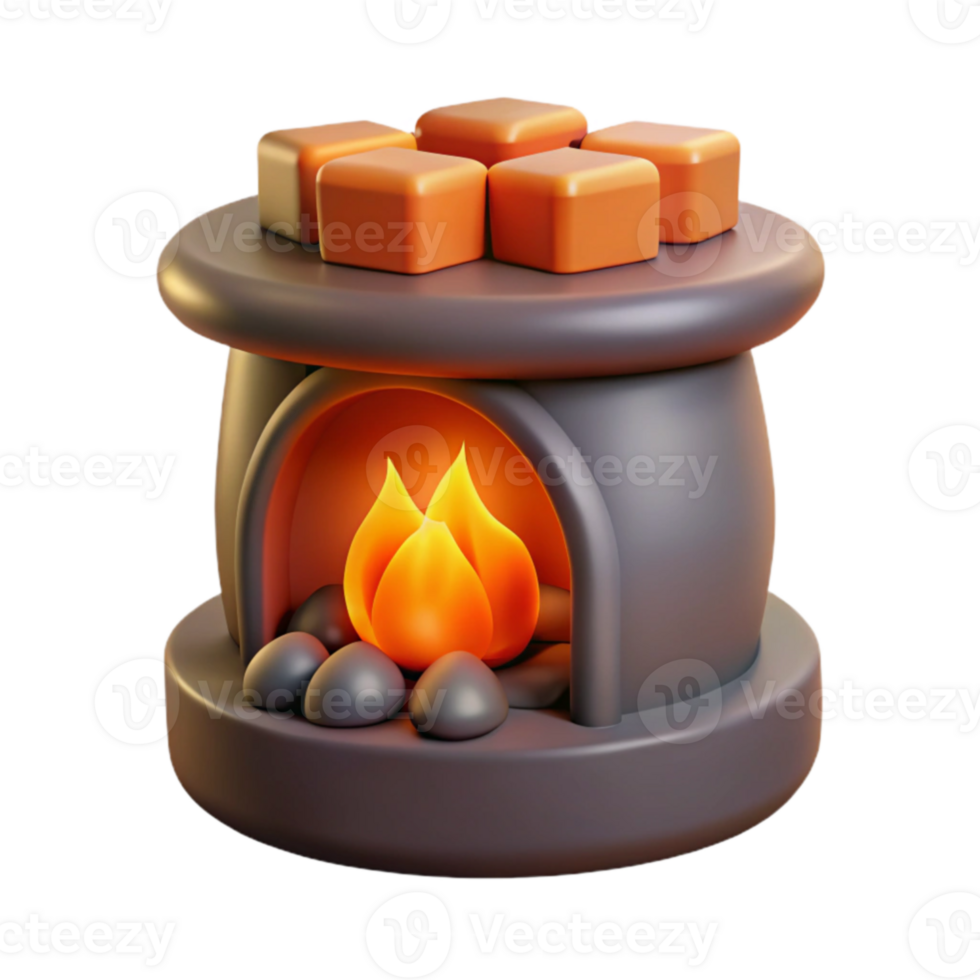 vibrant abstract Cozy 3D Render of a Fireplace genuine png