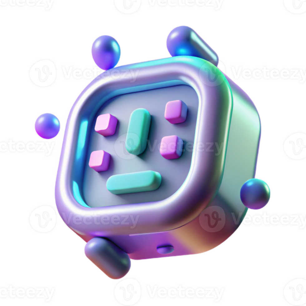 vibrant modern 3D Render of a Cute Pastel Robot Illustration 4K png