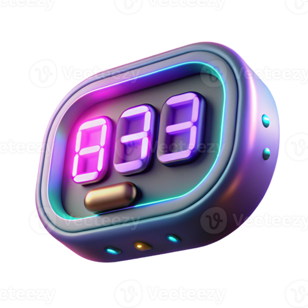 elegant abstract Neon Digital Counter 3D Render original png