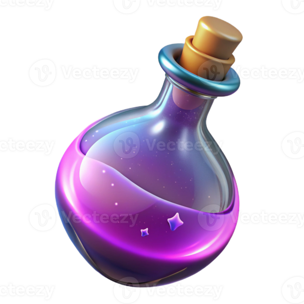 magnificent rustic Glowing Potion Bottle 3D Render authentic png