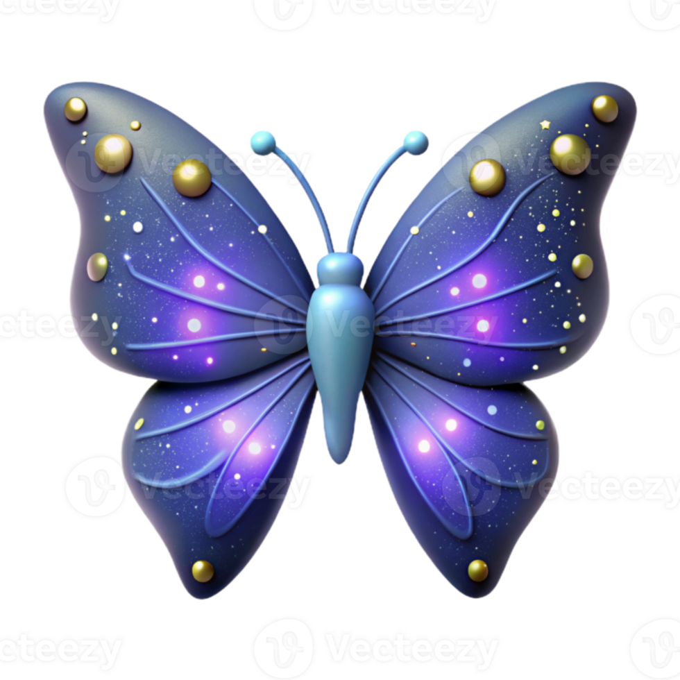 serene creative Glowing 3D Butterfly Illustration authentic png