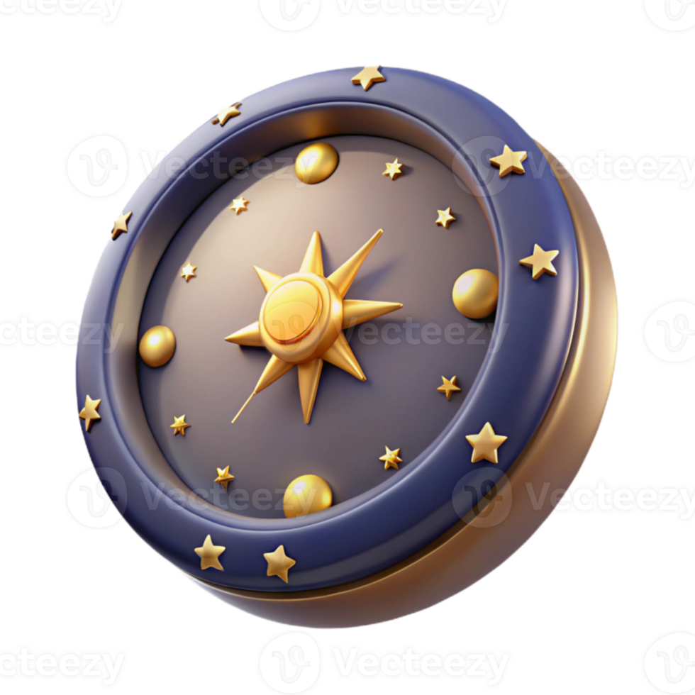 stunning traditional Celestial Clock 3D Render high resolution png