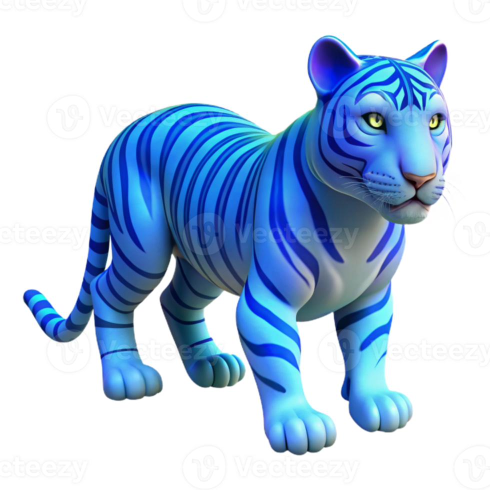 wonderful abstract Blue Tiger Cub 3D Render detailed png