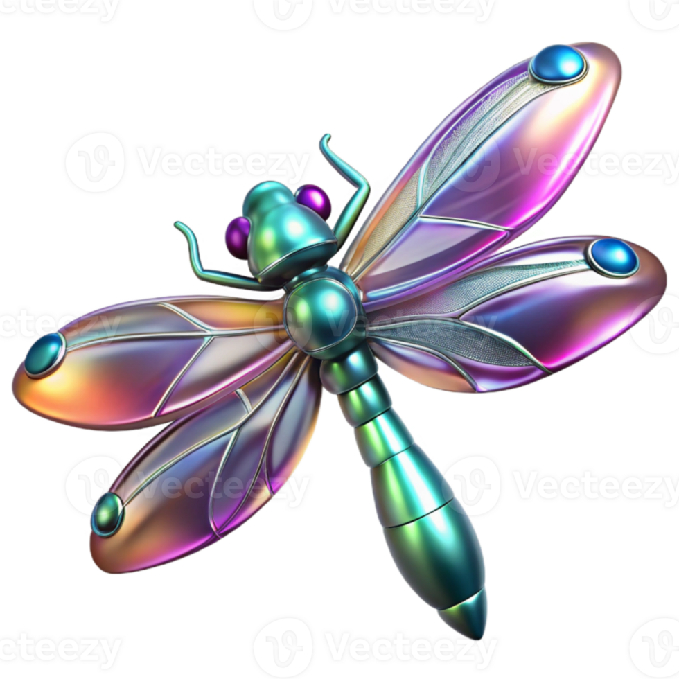 extraordinary abstract Iridescent Dragonfly 3D Render original png