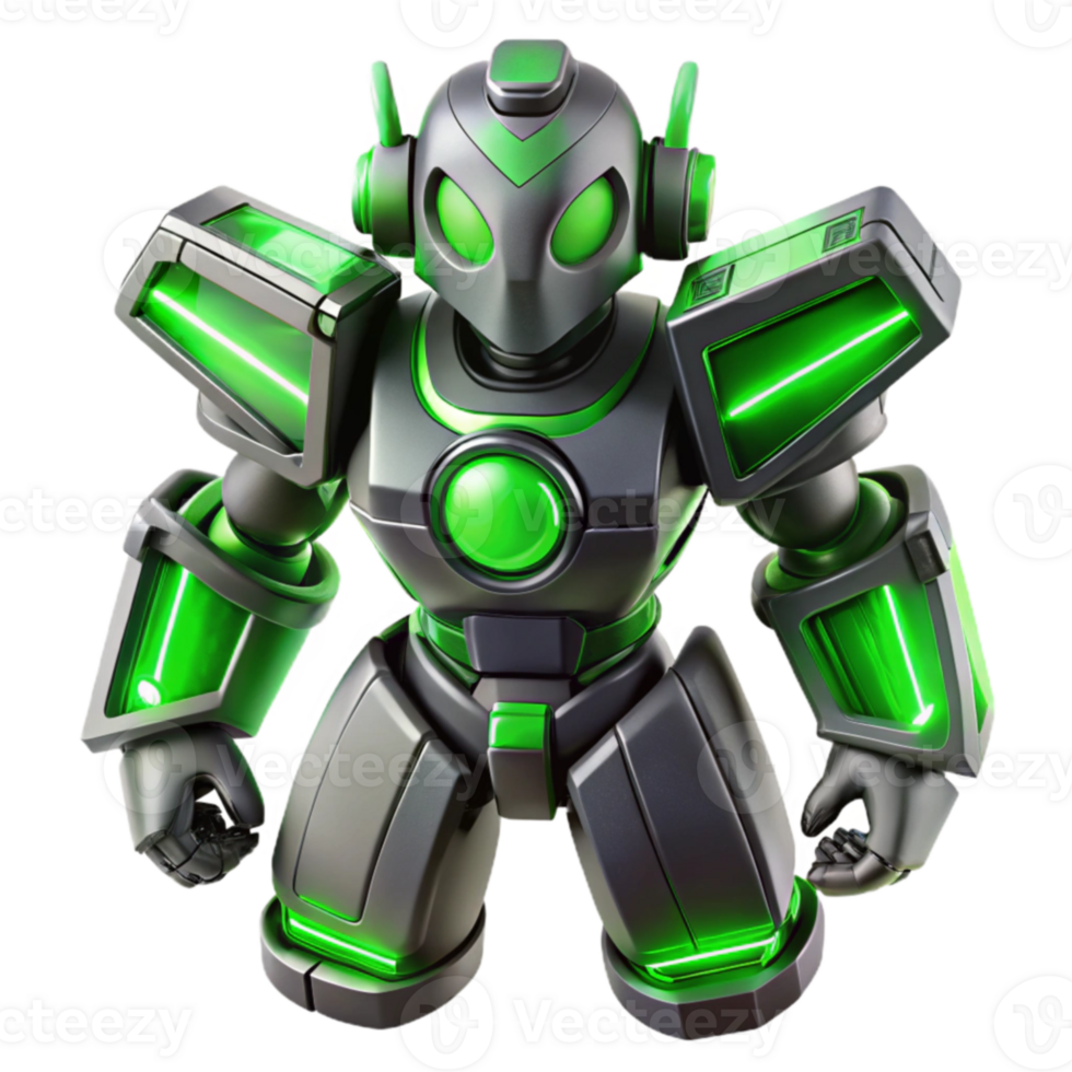 stunning modern Green and Gray Robot Illustration authentic png