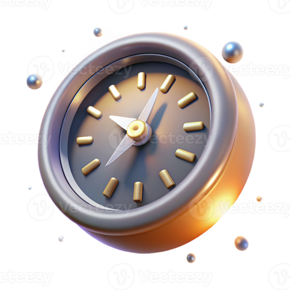 magnificent rustic 3D Clock Illustration, Time Management Concept original png
