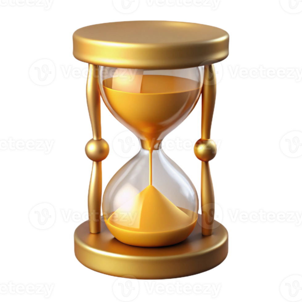 wonderful contemporary Golden Hourglass 3D Render professional png