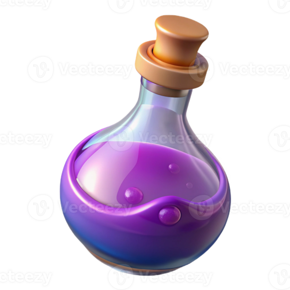 magnificent traditional 3D Render Purple Potion Bottle premium png