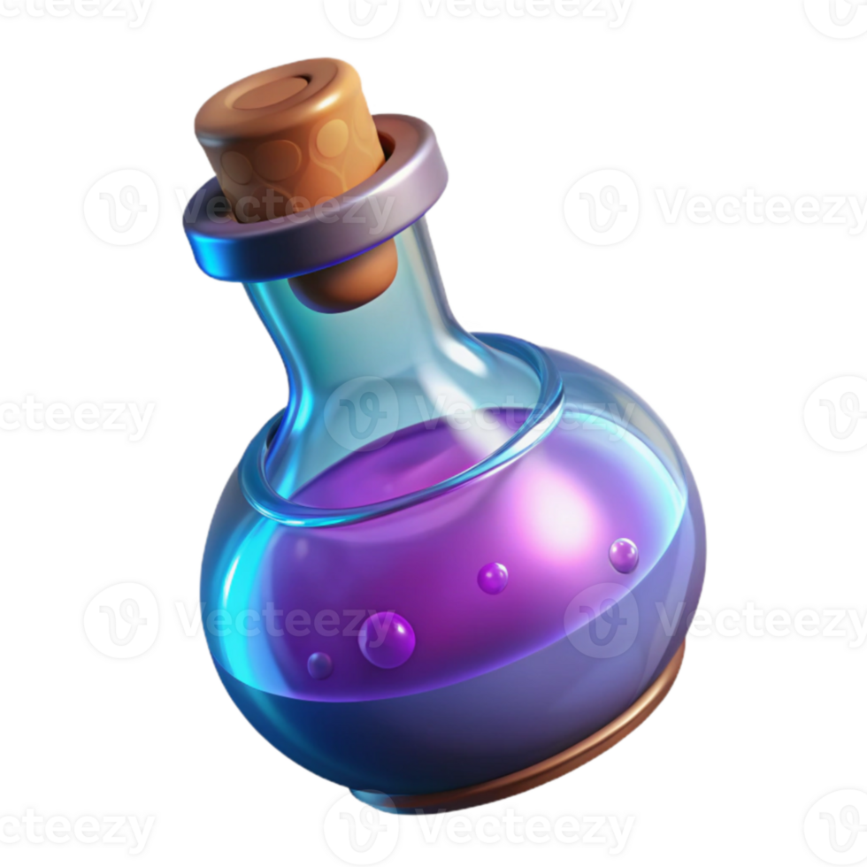 vibrant contemporary 3D Render of a Magical Potion Bottle high quality png