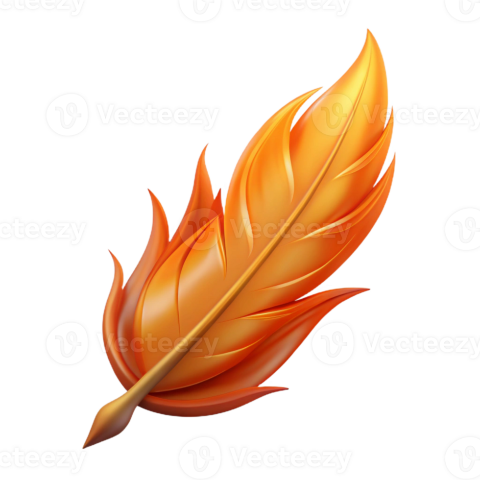 beautiful classic Fiery Quill 3D Render professional png