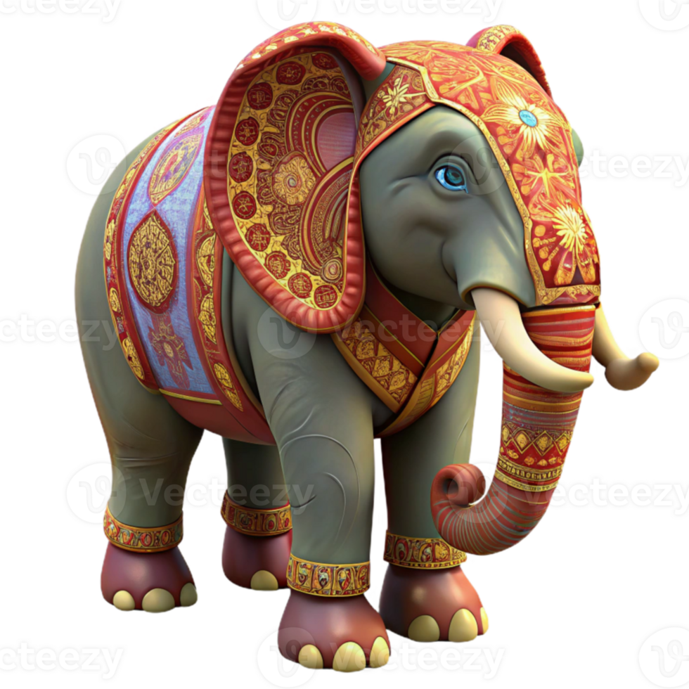 stunning abstract Ornate Elephant 3D Render high quality png