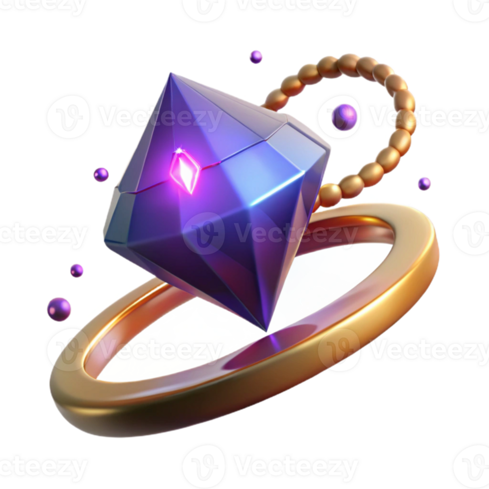 stunning modern Glowing Crystal Gem 3D Render high quality png
