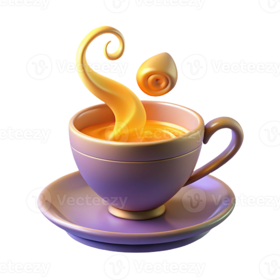 vibrant artistic 3D Render Steaming Teacup Illustration genuine png