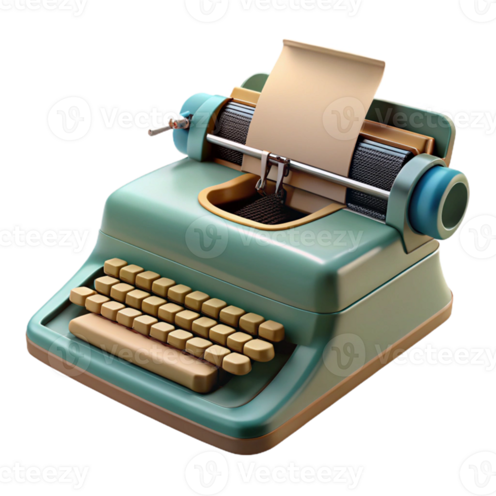 elegant traditional Retro Typewriter 3D Render original png