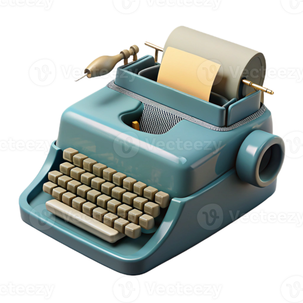 dramatic modern Vintage Typewriter 3D Render high resolution png