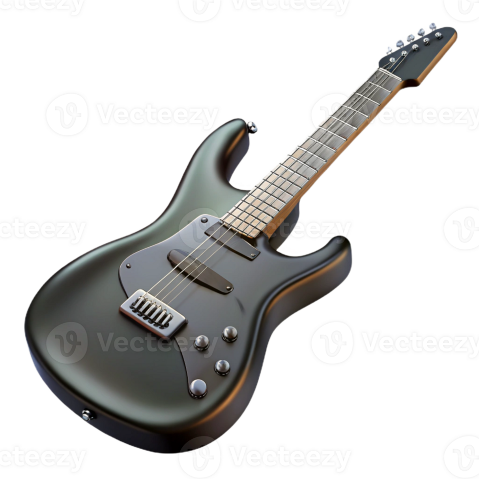vibrant rustic Dark Electric Guitar 3D Render exclusive png
