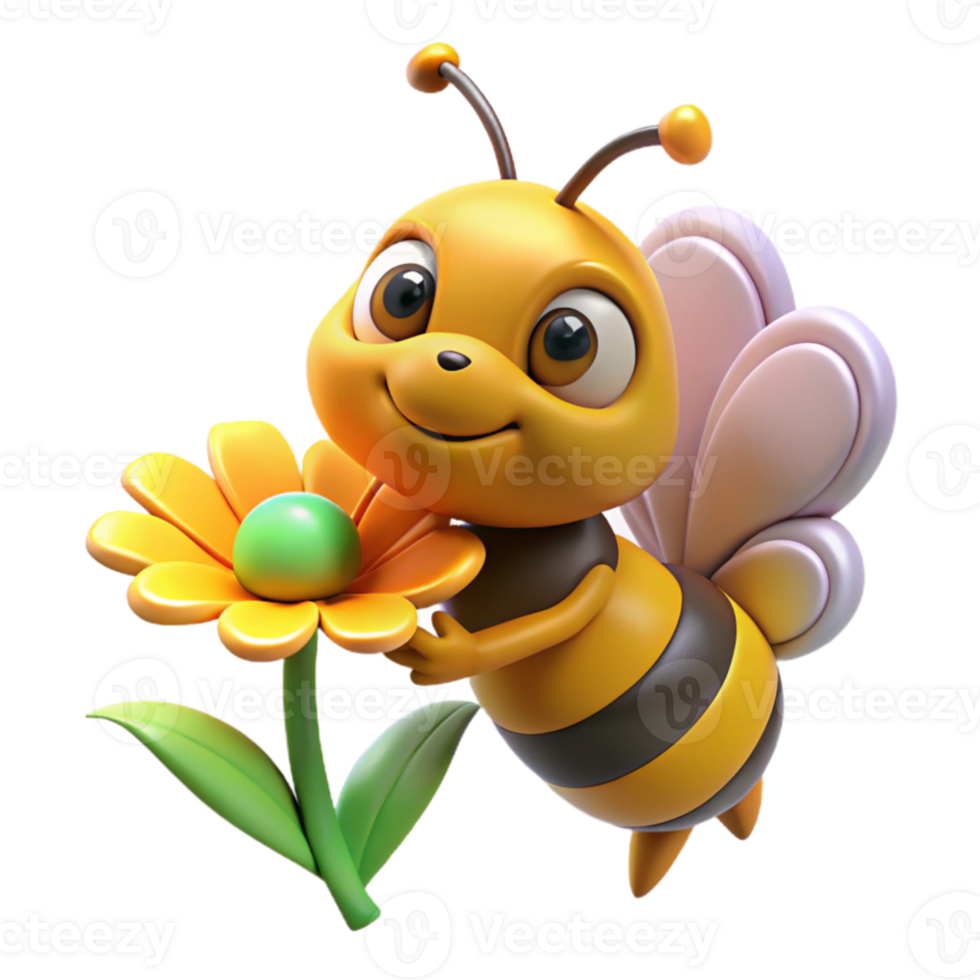 vibrant contemporary Cute 3D Bee Cartoon Illustration original png