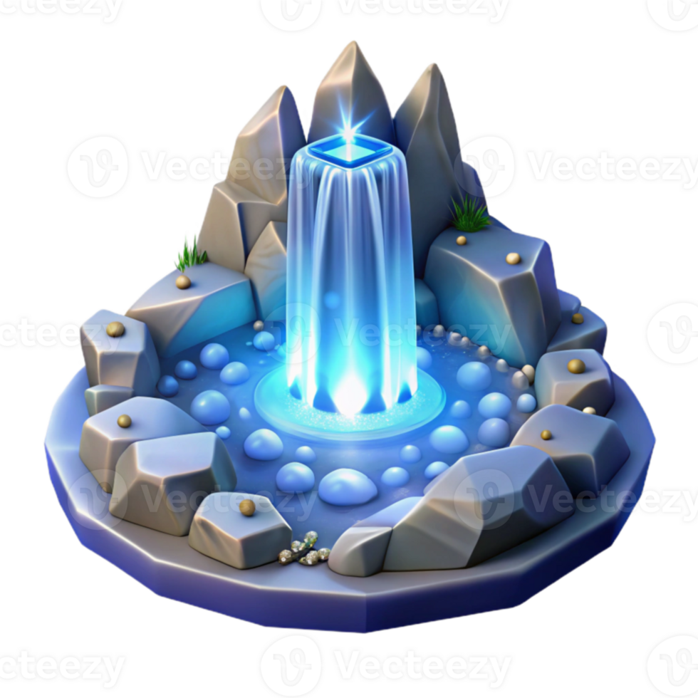 elegant classic Glowing Waterfall 3D Render premium png