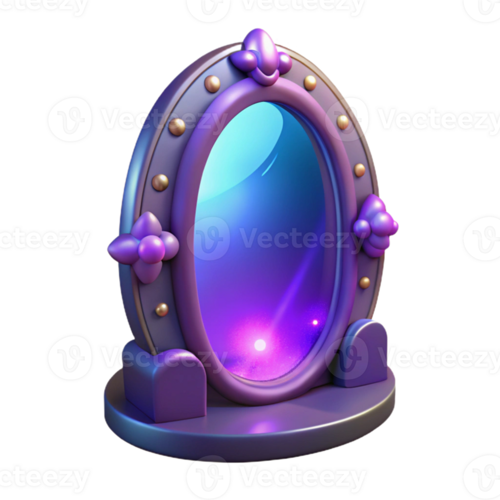 serene vintage Enchanted Oval Mirror 3D Render premium png