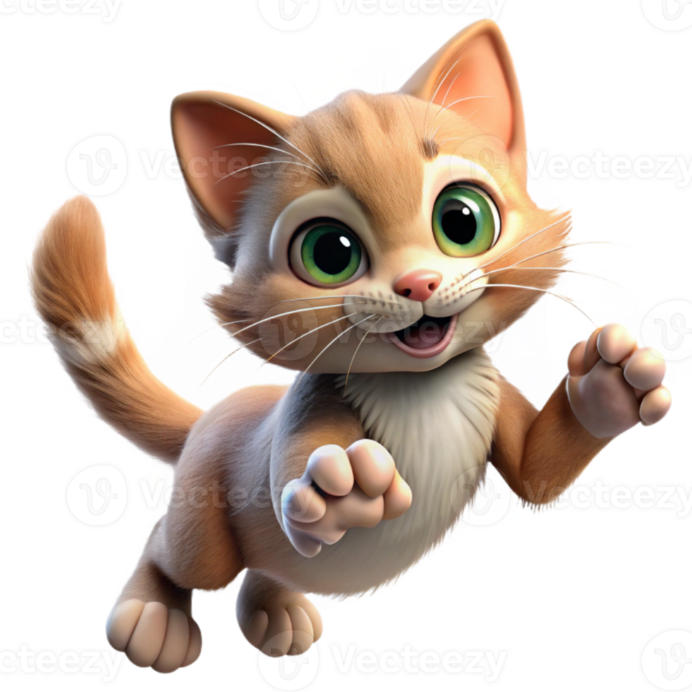 dramatic minimalist Adorable 3D Kitten Illustration exclusive png