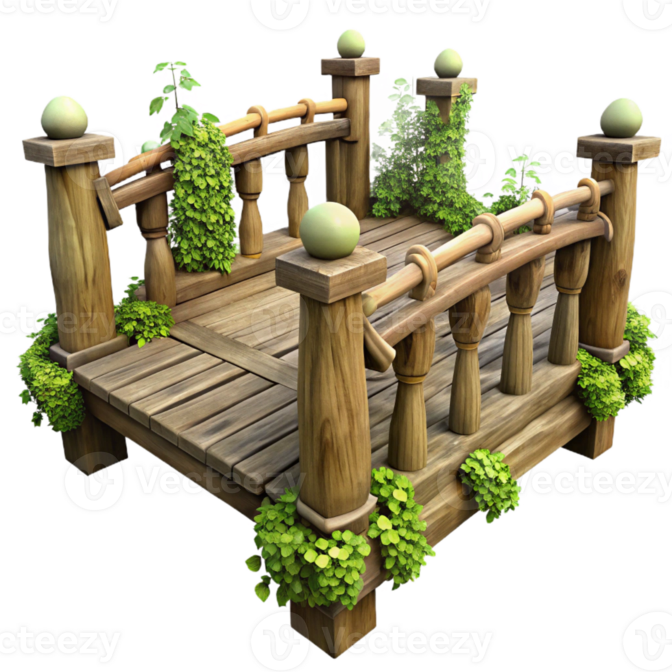 elegant contemporary Wooden Bridge 3D Model genuine png
