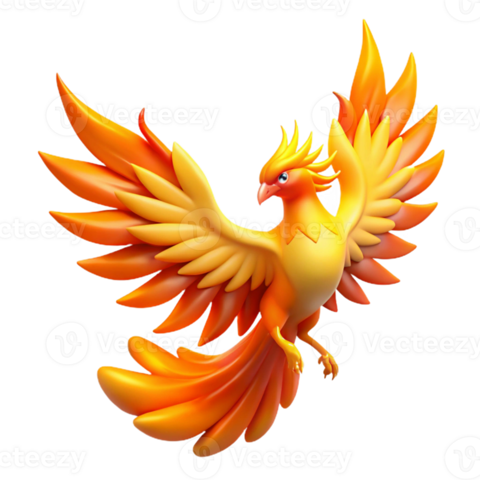 magnificent modern 3D Render of a Mythical Phoenix high quality png