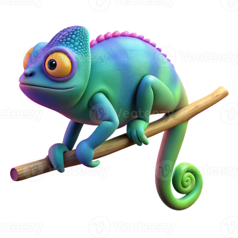 wonderful minimalist Vibrant 3D Chameleon Illustration original png
