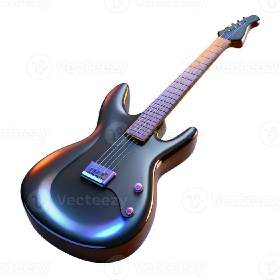 vibrant modern 3D Render Electric Guitar high resolution png