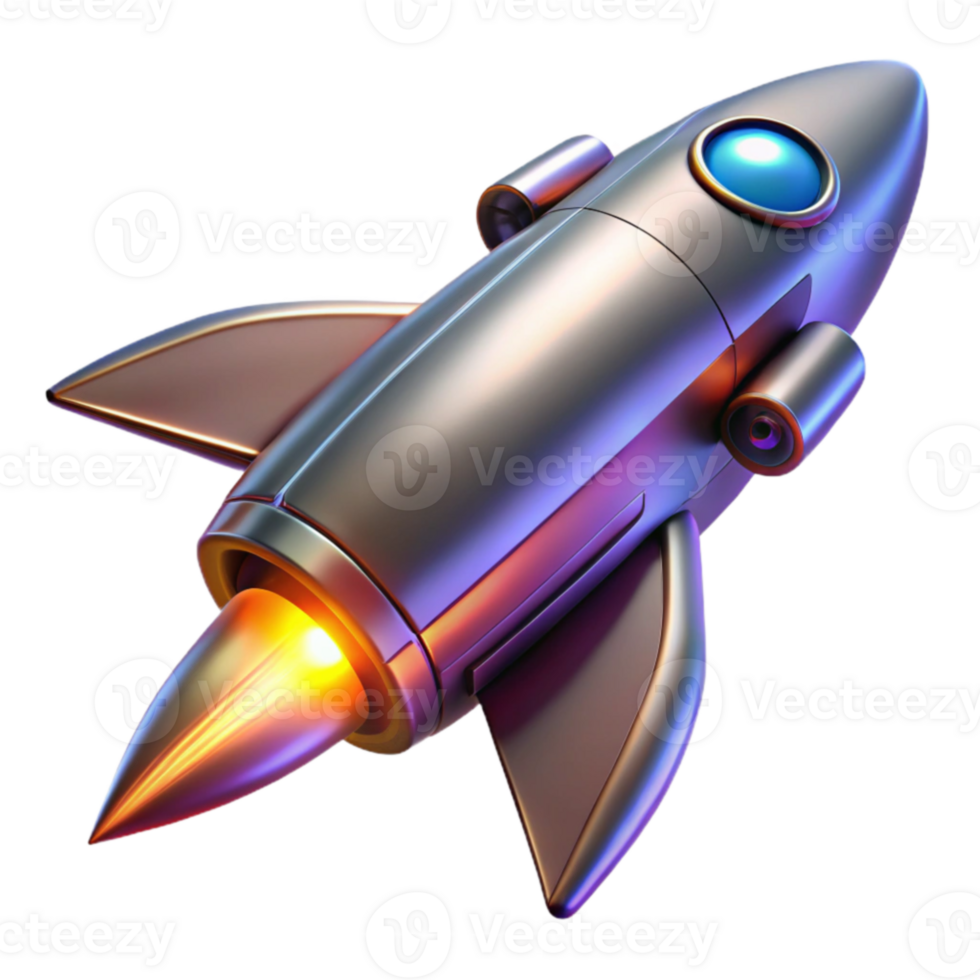 beautiful abstract 3D Rocket Illustration, Spacecraft Launch high quality png