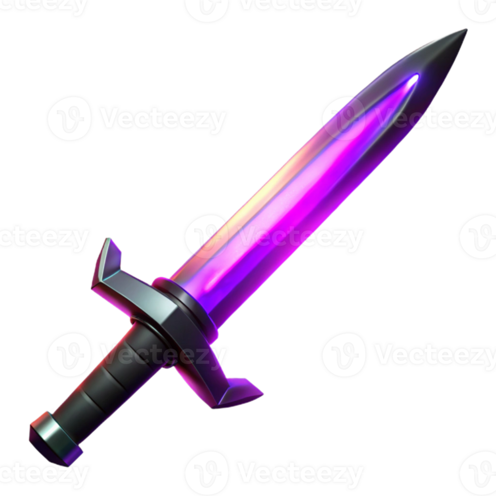 serene traditional Glowing Purple Fantasy Dagger 3D Render 4K png