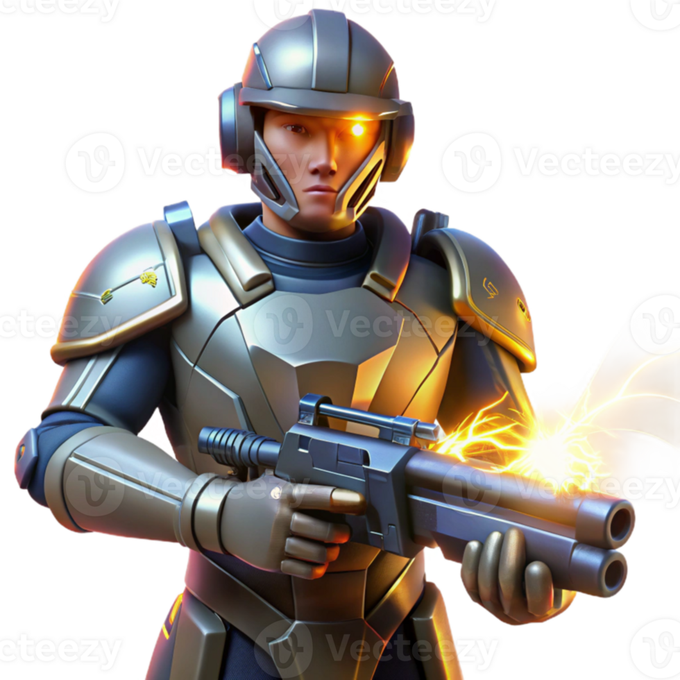 impressive modern Futuristic Soldier 3D Render high quality png