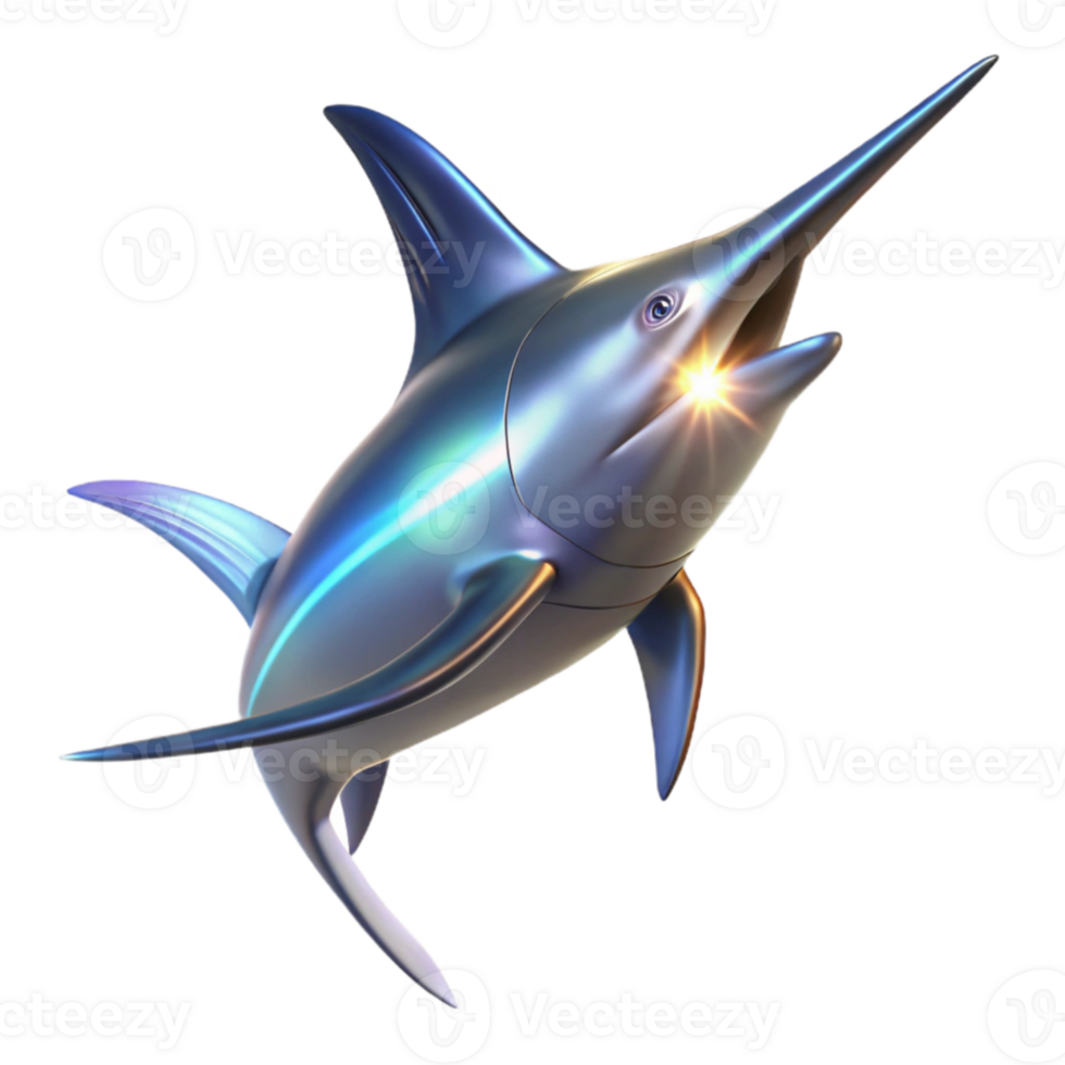 stunning contemporary Iridescent Swordfish 3D Render 4K png