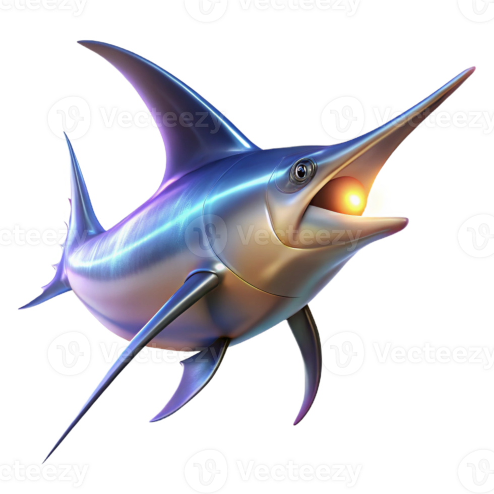 wonderful vintage 3D Render of a Metallic Swordfish authentic png