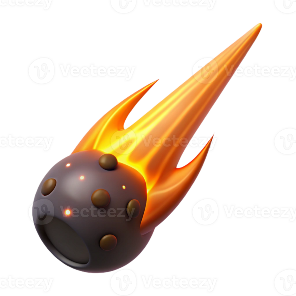 vibrant artistic Fiery Meteor 3D Render 4K png