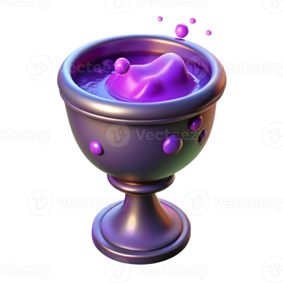 wonderful contemporary Purple Potion in Chalice 3D Render detailed png