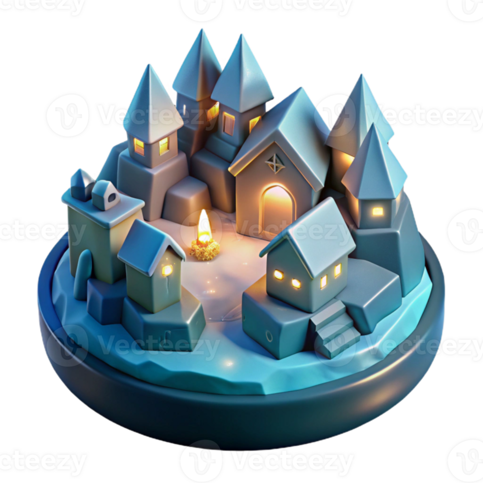 stunning classic Enchanted Village 3D Render authentic png