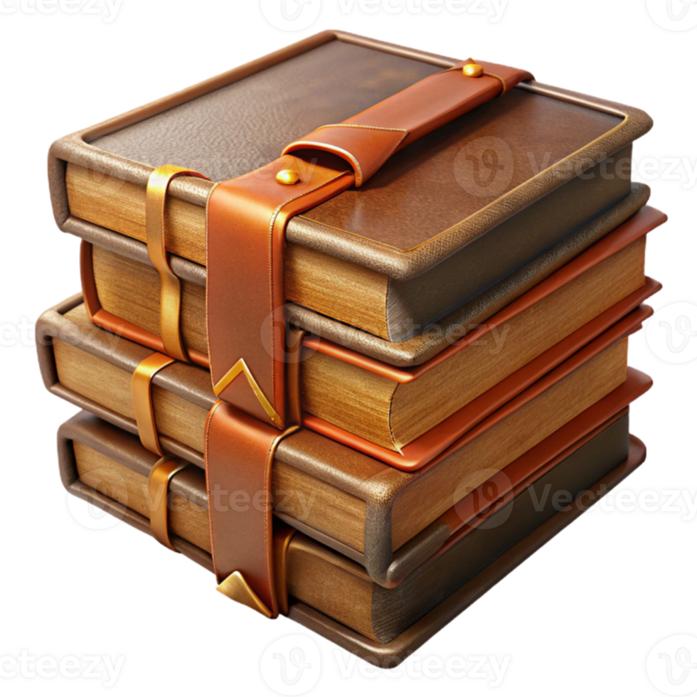 extraordinary abstract 3D Render Stack of Leather-Bound Books exclusive png