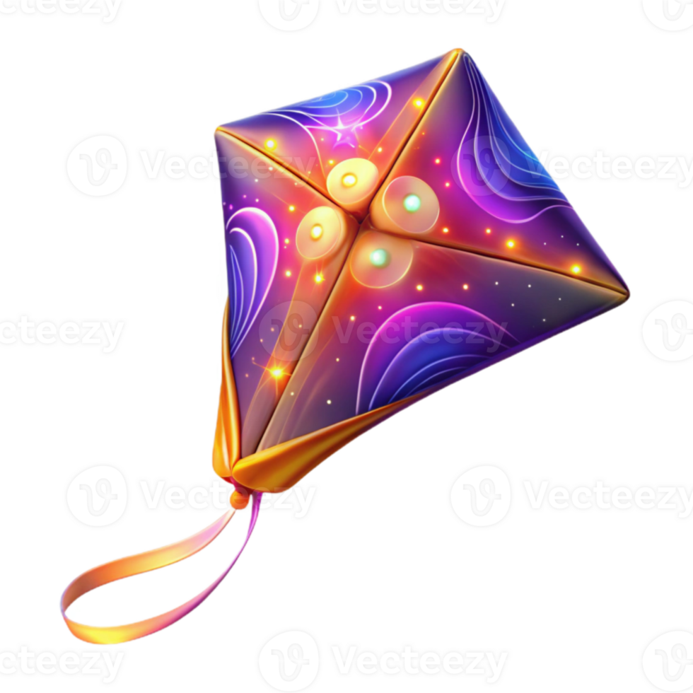 serene rustic Cosmic Kite Illustration Glowing Nebula Design detailed png