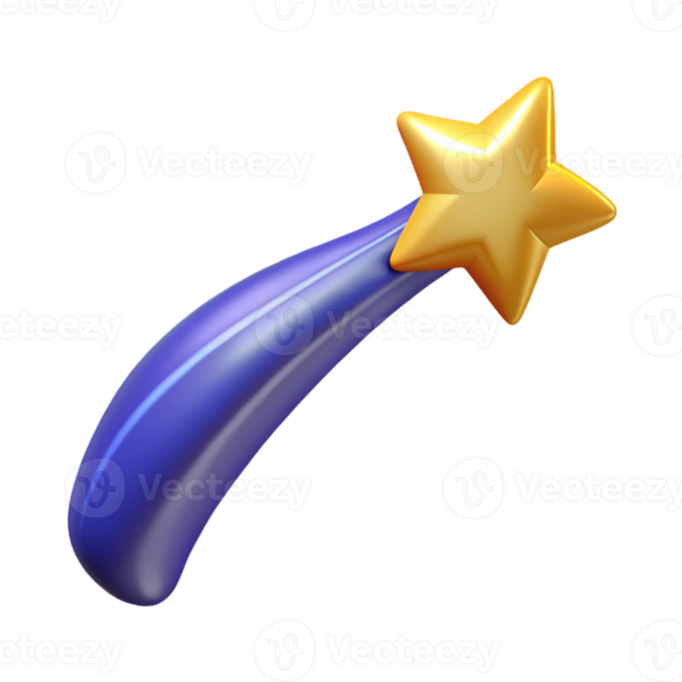 extraordinary artistic 3D Render of a Blue Shooting Star authentic png