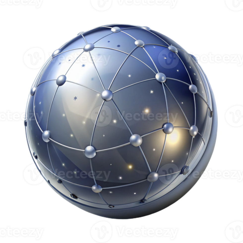 vibrant abstract 3D Metallic Sphere Network Illustration professional png
