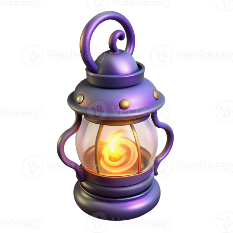 magnificent minimalist Purple Lantern 3D Render high resolution png